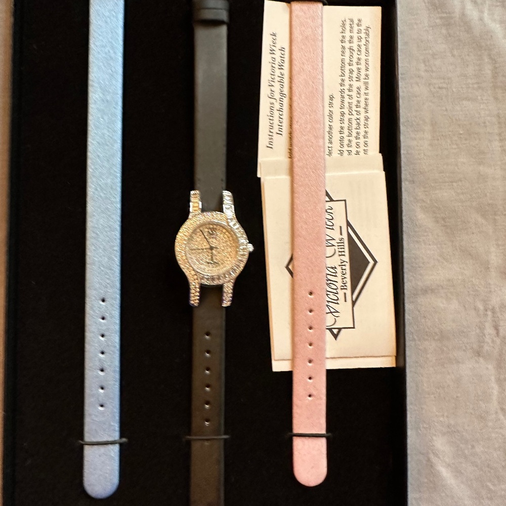 Victoria Wieck Beverly Hills Crystal Watch with (3) Bands Set